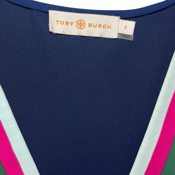 Tory Burch Peggy Wrap Dress Short Sleeve Navy Blue Stretch V-neck Womens Size 0 - Picture 5 of 16